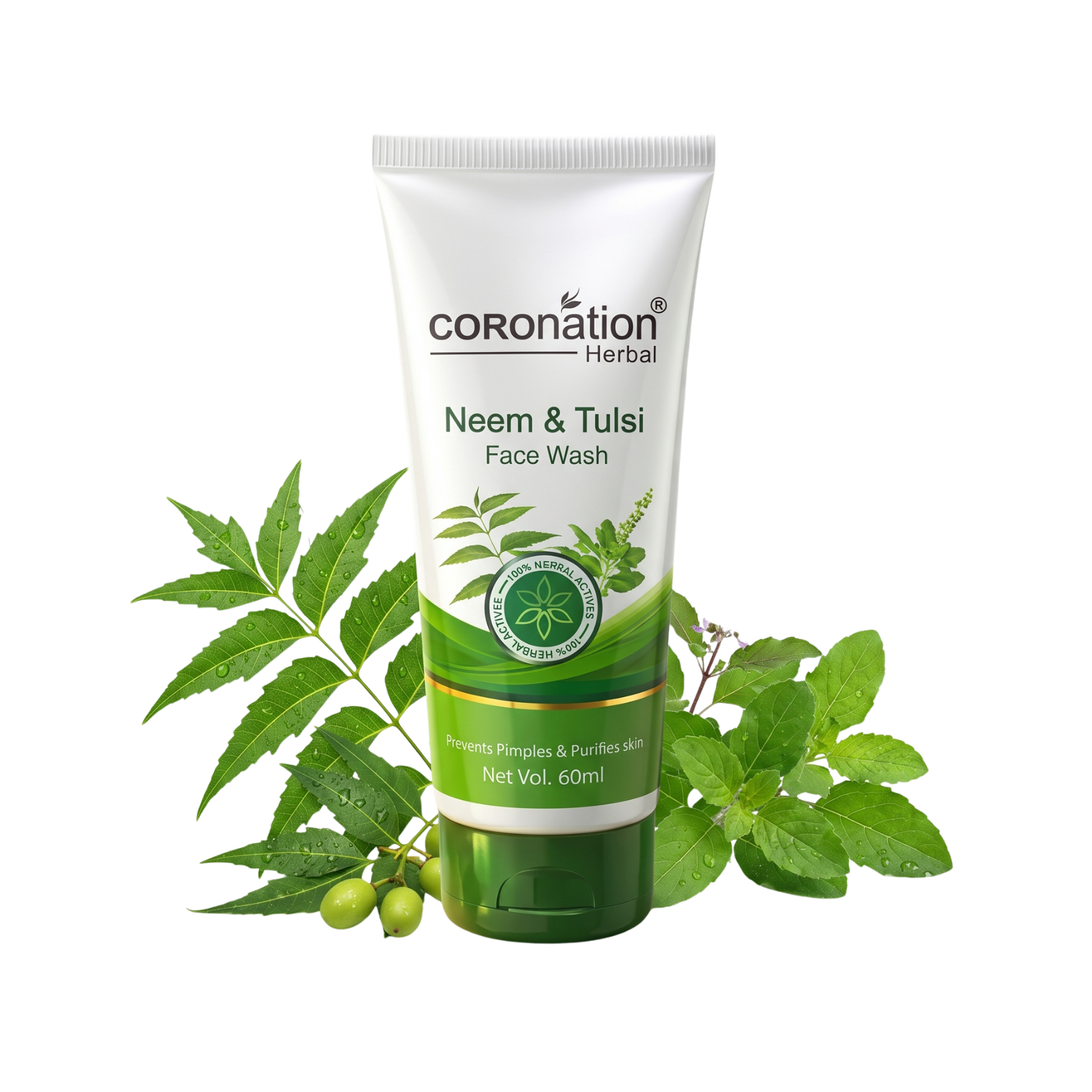 COROnation Herbal Neem Tulsi Face Wash for Deep Cleansing & Fresh-Looking Skin – 60 g