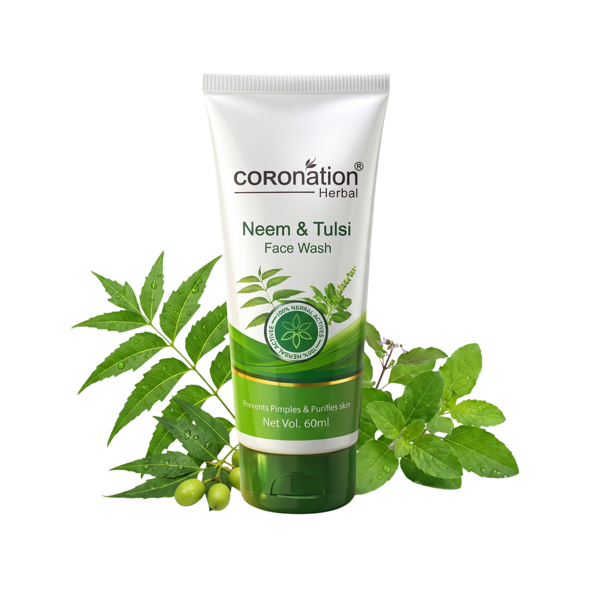 COROnation Herbal Neem Tulsi Face Wash for Deep Cleansing & Fresh-Looking Skin – 60 g