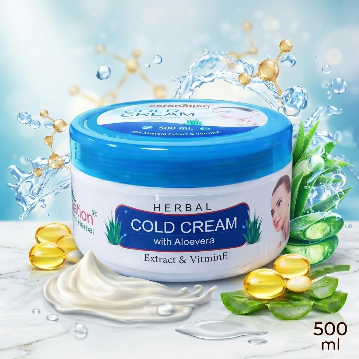 COROnation Herbal Cold Cream for Deep Moisturization & Soft, Smooth Skin – 500 ml