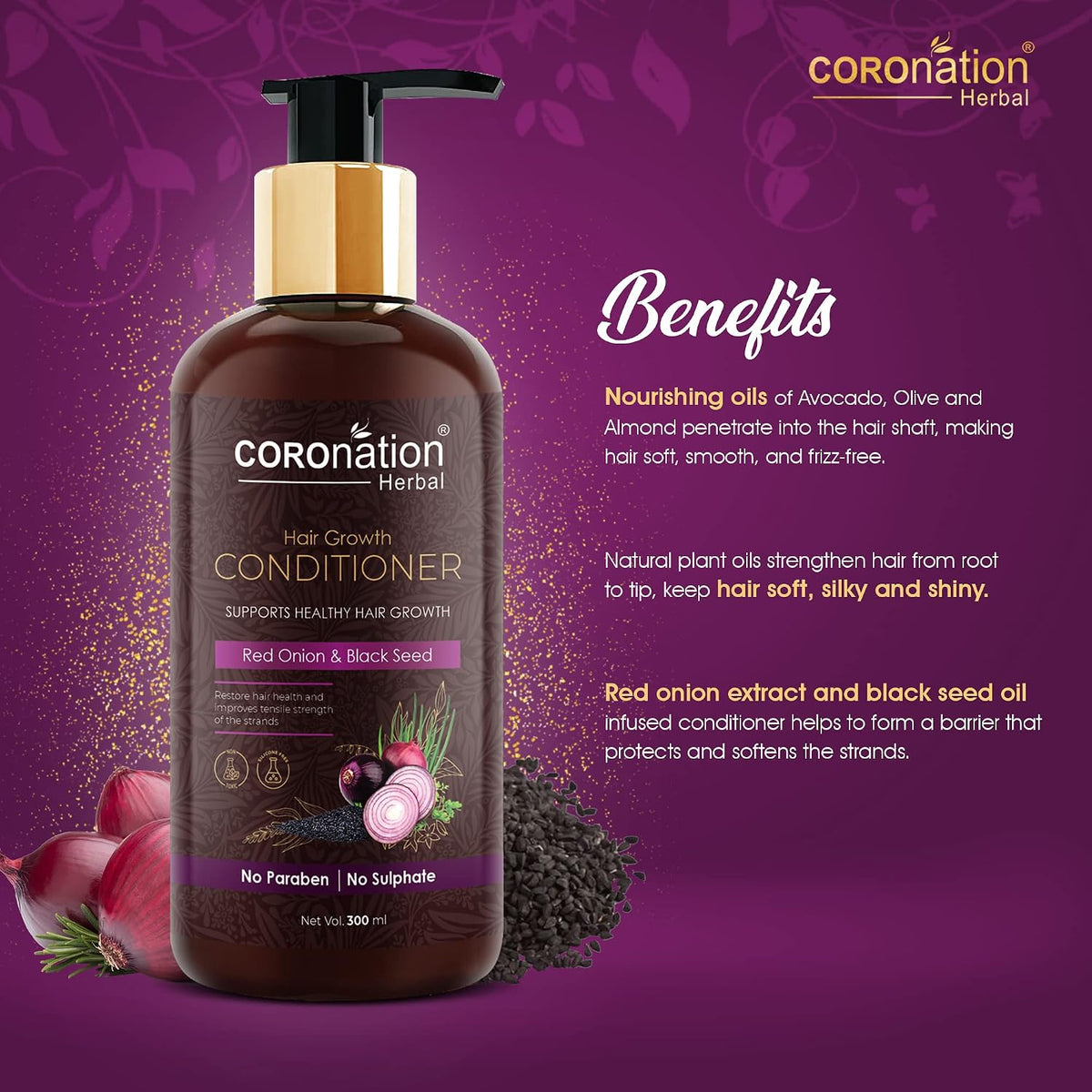 COROnation Herbal Red Onion Hair Conditioner, 100 ml | Hair Conditioning Care for Soft, Smooth & Manageable Hair