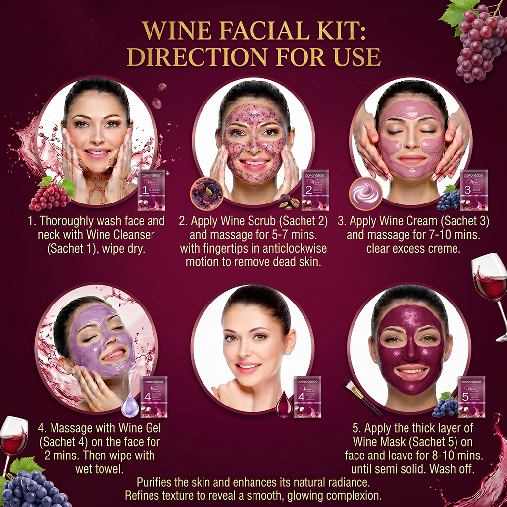 COROnation Herbal Wine Facial Kit for Skin Care & Radiant-Looking Skin – 26 g