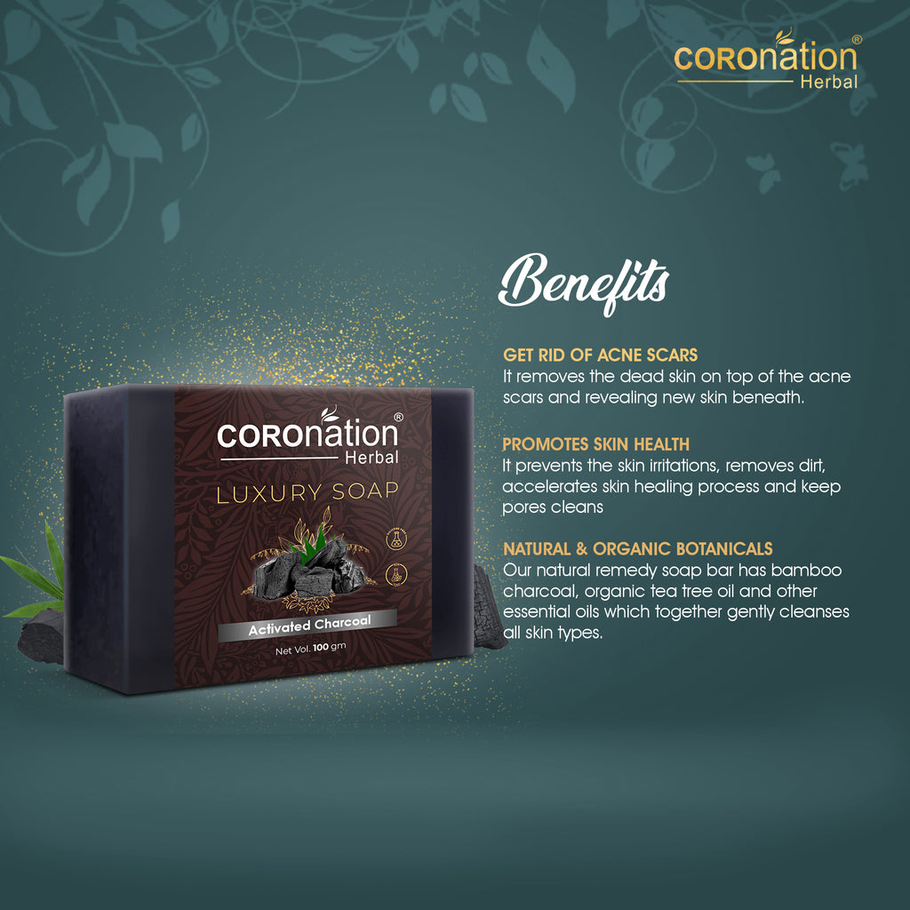 COROnation Herbal Charcoal Soap, 100 g | Gentle Cleansing Soap for Daily Use