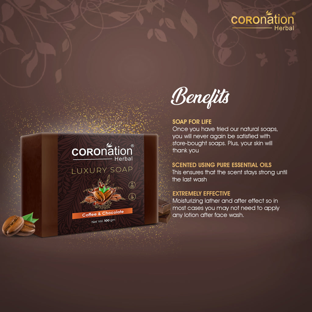 COROnation Herbal Coffee & Chocolate Soap, 100 g | Refreshing Fragrance | Daily Use Bathing Soap