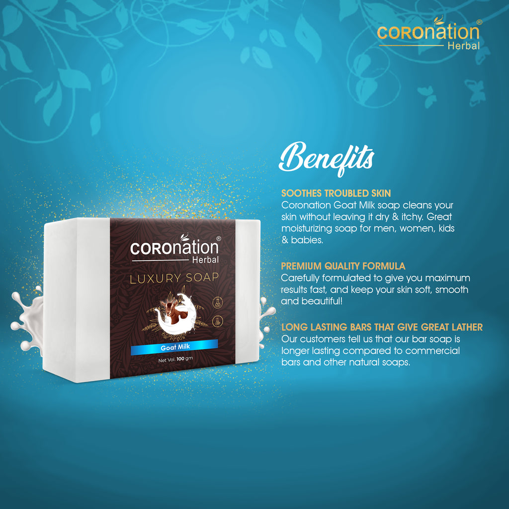 COROnation Herbal Goat Milk Soap, 100 g | Gentle Cleansing Soap for Soft and Smooth Skin