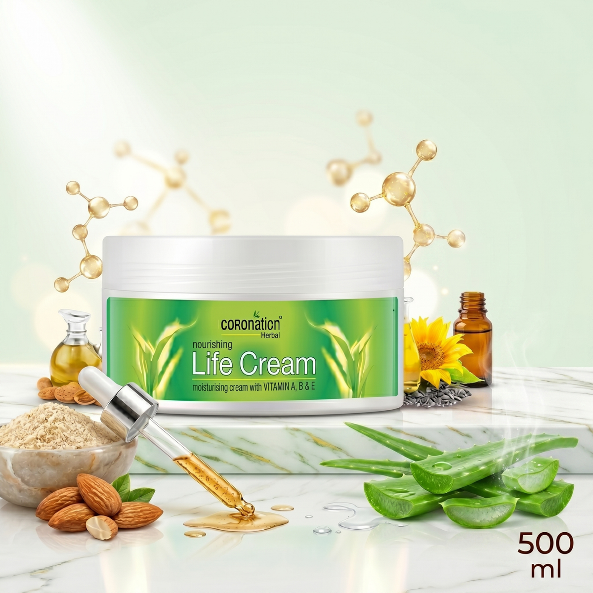 COROnation Herbal Life Cream for Daily Moisturization & Soft, Smooth Skin – 500 ml