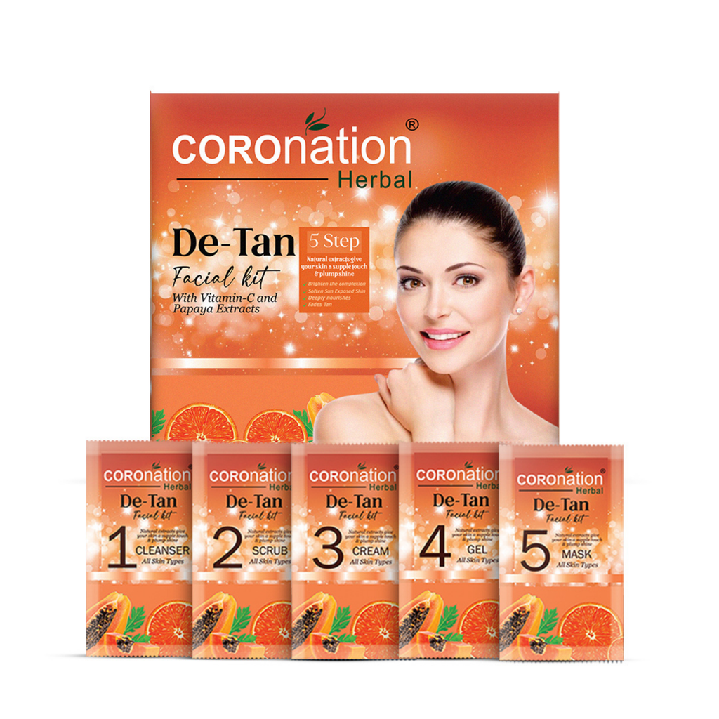 COROnation Herbal De-Tan Facial Kit for Cleansing & Radiant-Looking Skin – 26 g