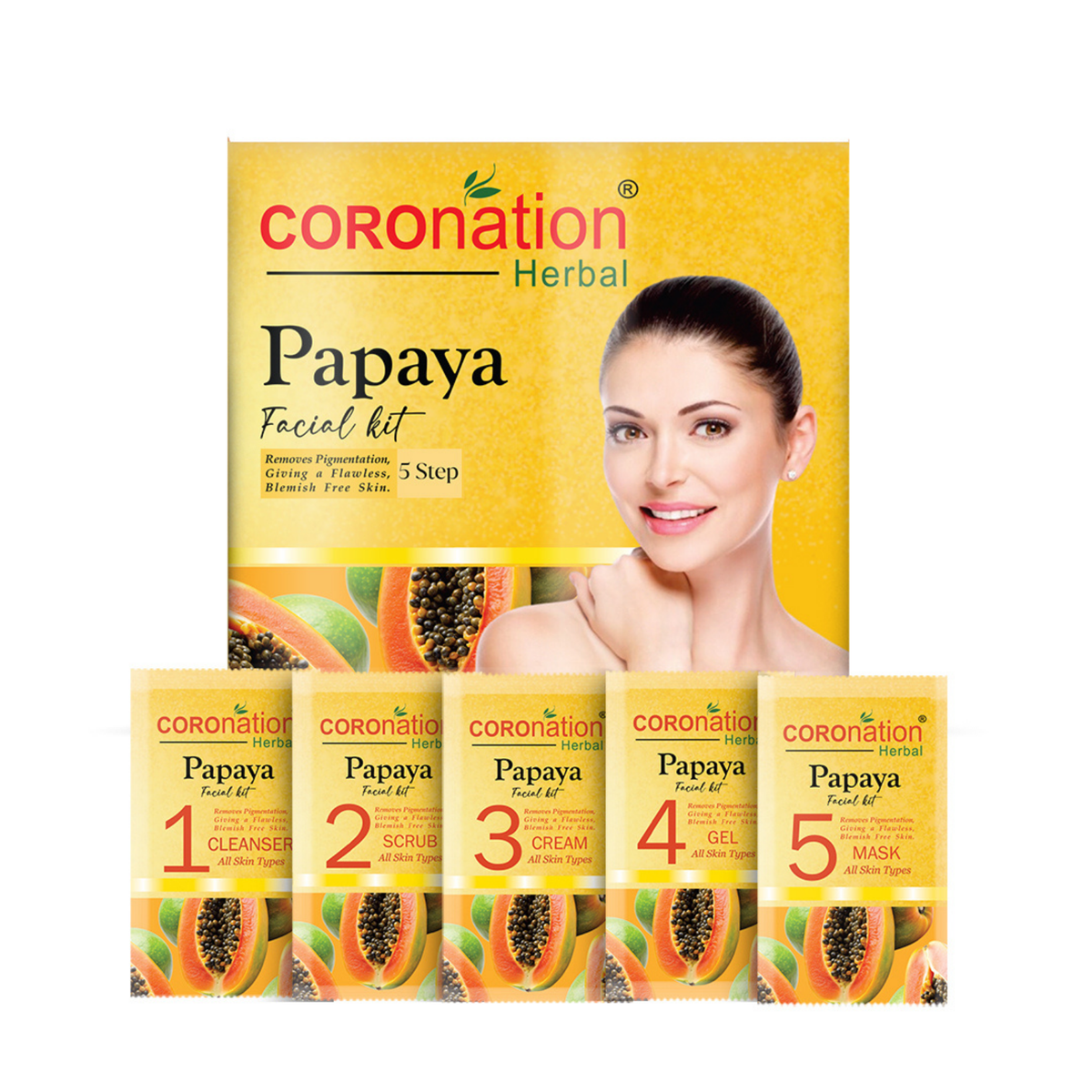 COROnation Herbal Papaya Facial Kit for Cleansing & Radiant-Looking Skin – 26 g