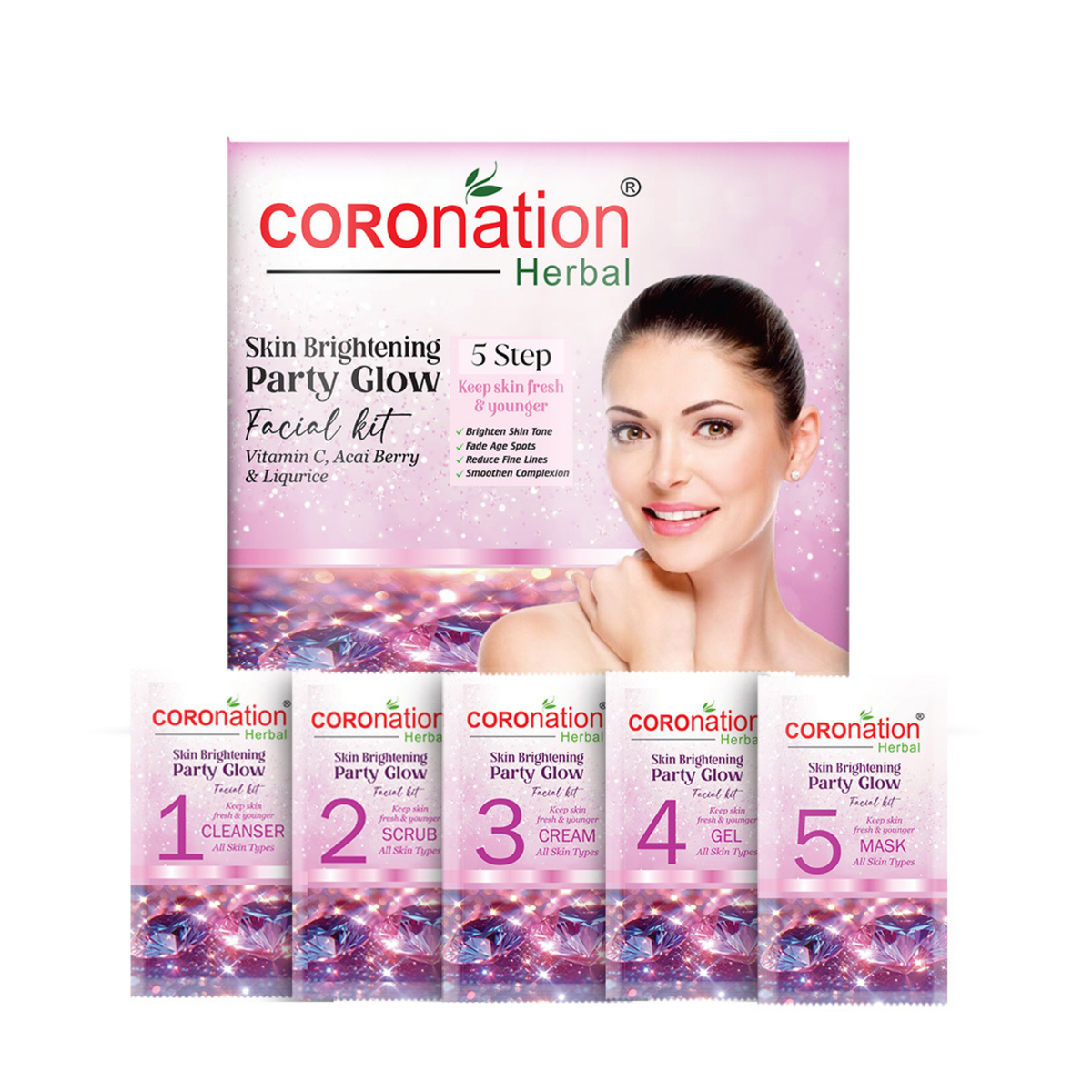COROnation Herbal Party Glow Facial Kit for Radiant-Looking & Glowing Skin – 26 g