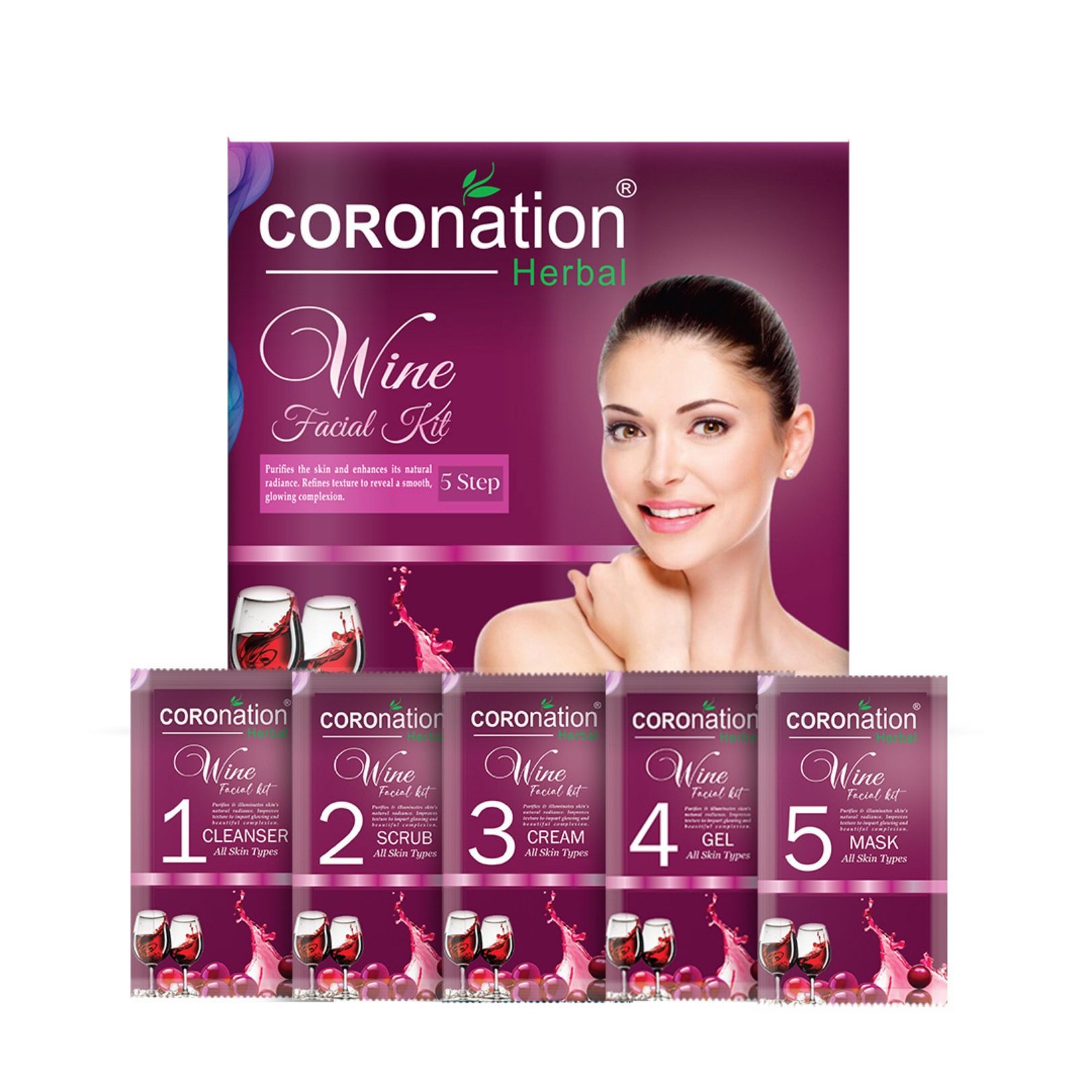 COROnation Herbal Wine Facial Kit for Skin Care & Radiant-Looking Skin – 26 g