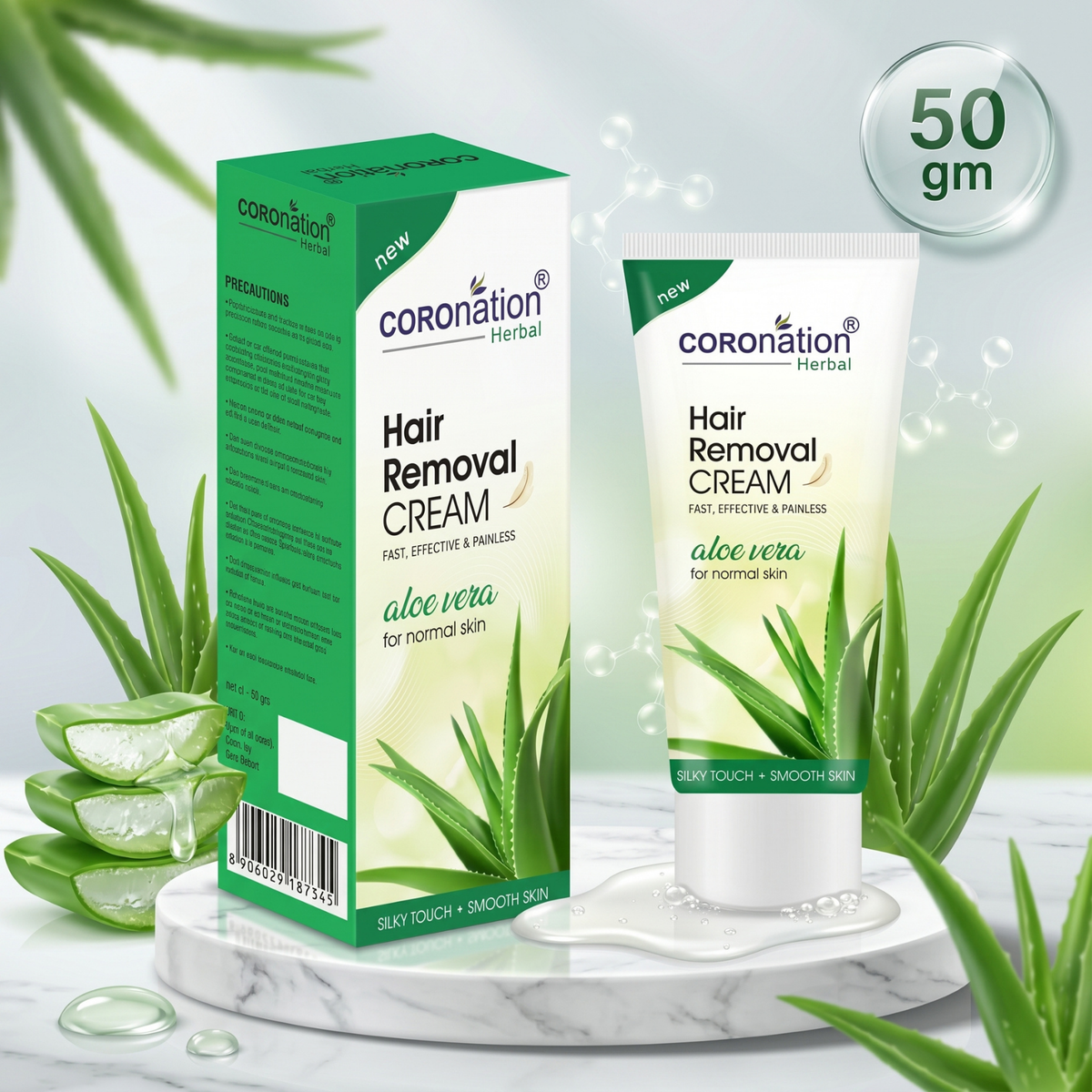 COROnation Herbal Aloe Vera Hair Removal Cream for Smooth & Soft Skin