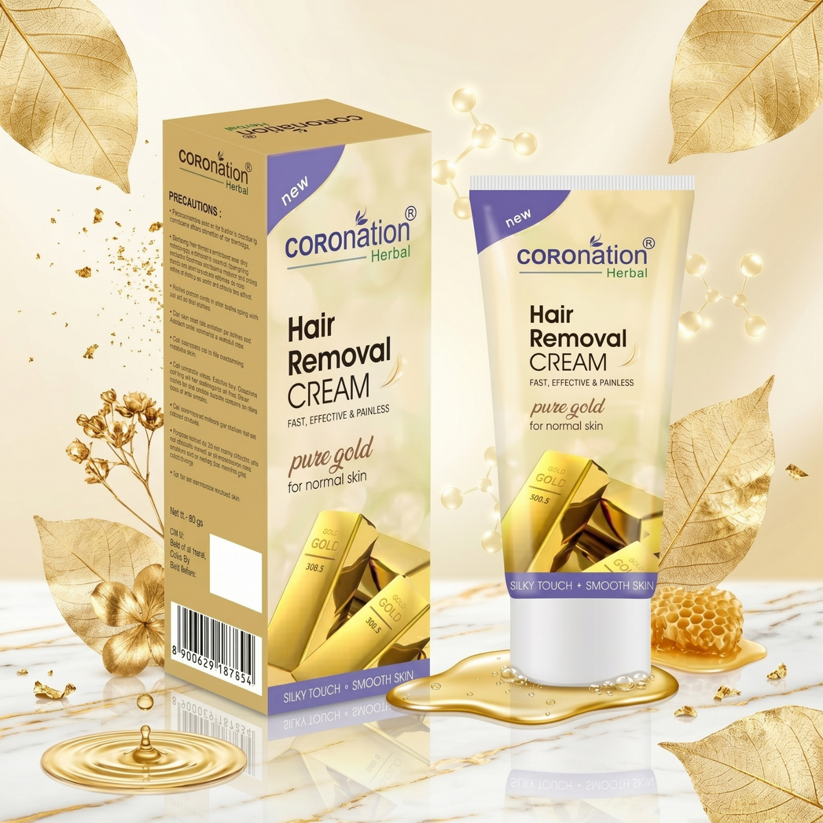 COROnation Herbal Gold Hair Removal Cream for Smooth & Soft Skin