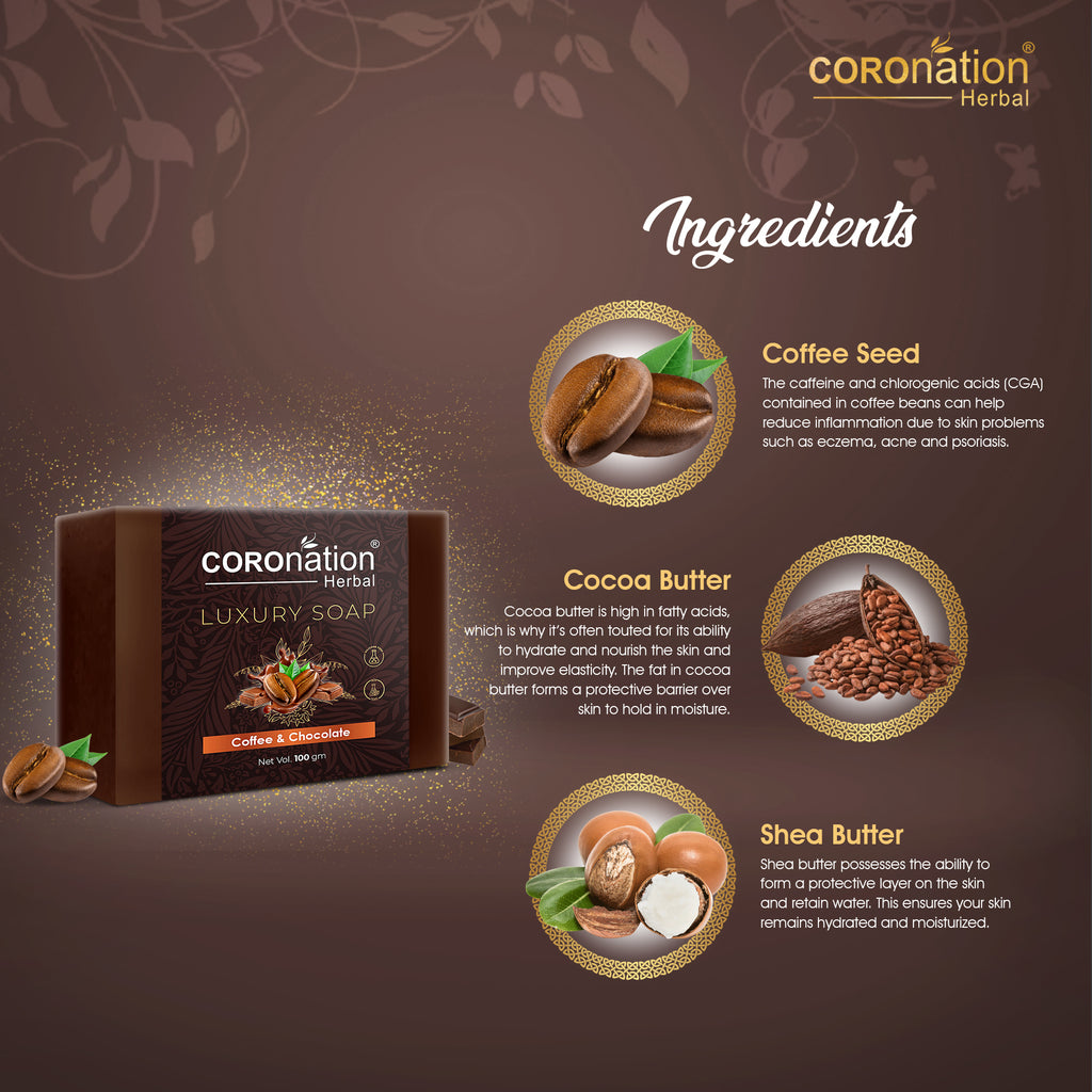 COROnation Herbal Coffee & Chocolate Soap, 100 g | Refreshing Fragrance | Daily Use Bathing Soap