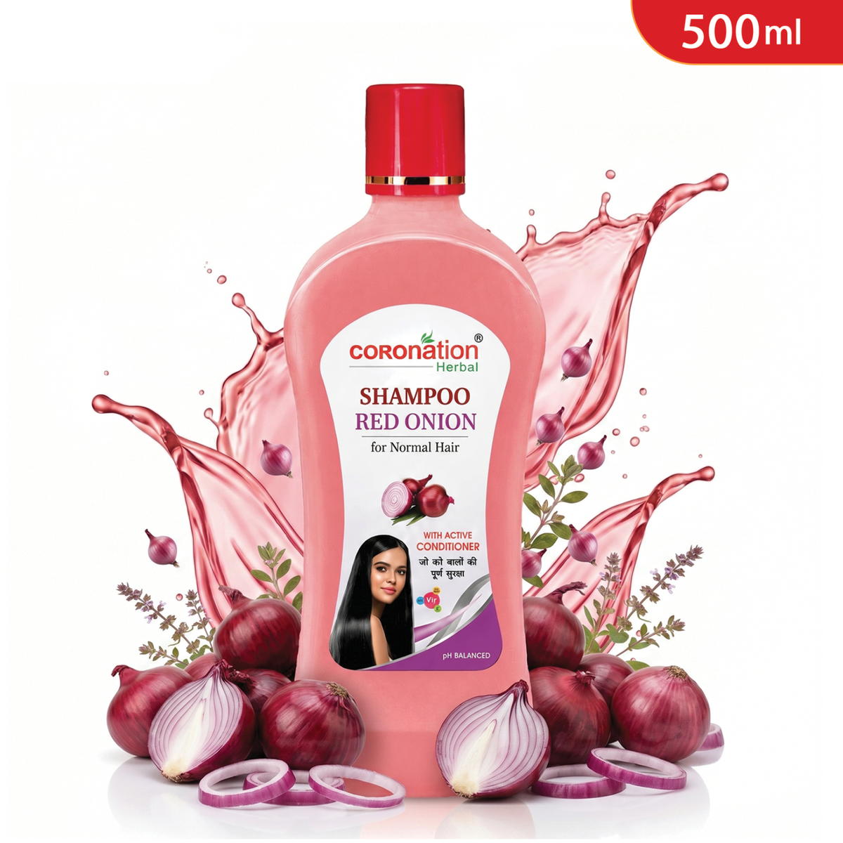 COROnation Herbal Red Onion Shampoo, 500 ml | Hair Cleansing Shampoo for Soft, Smooth & Manageable Hair