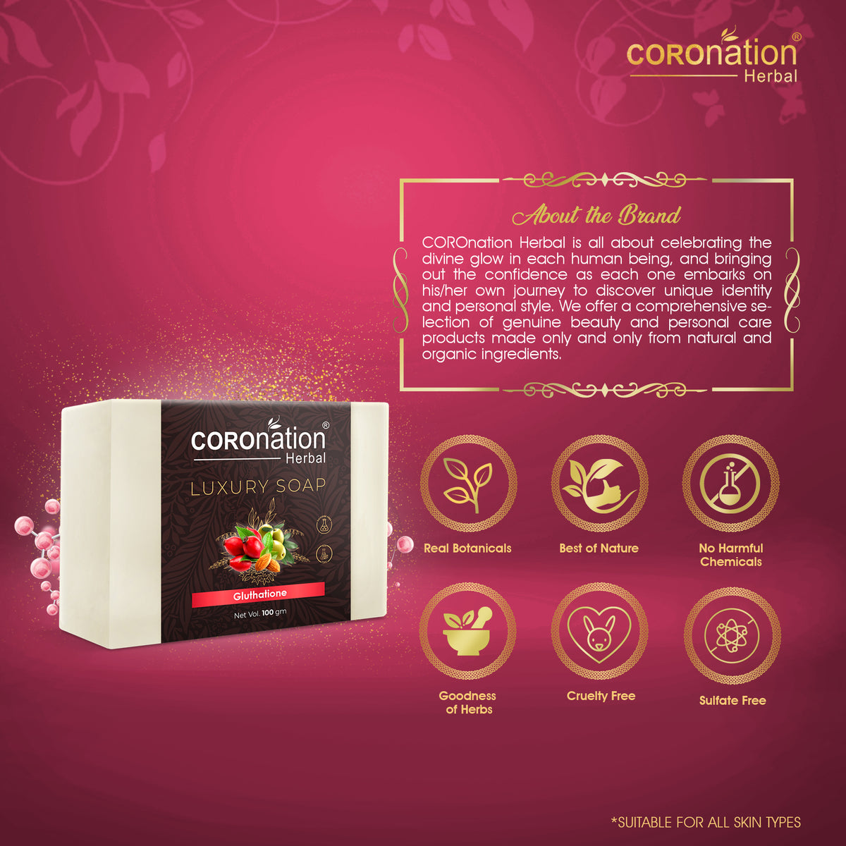 COROnation Herbal Glutathione Soap, 100 g | Gentle Cleansing Soap for Daily Skincare