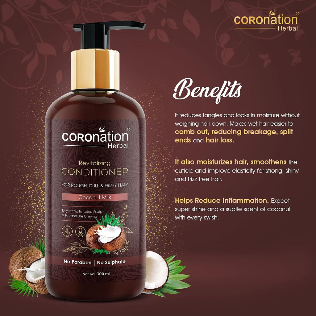 COROnation Herbal Coconut Milk Hair Conditioner | Soft, Smooth & Manageable Hair | Daily Hair Care