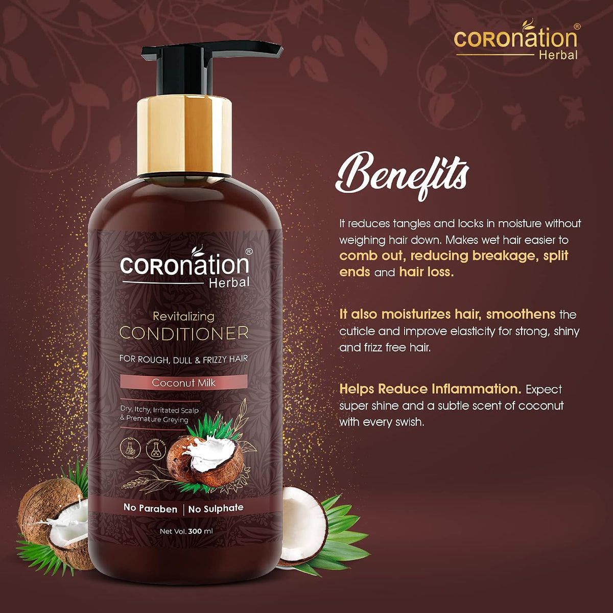 COROnation Herbal Coconut Milk Hair Conditioner | Soft, Smooth & Manageable Hair | Daily Hair Care