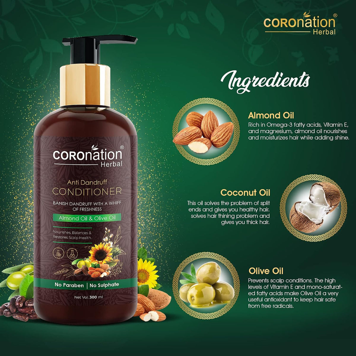 COROnation Herbal Anti-Dandruff Hair Conditioner, 100 ml | Hair Conditioning Care for Soft, Smooth & Manageable Hair