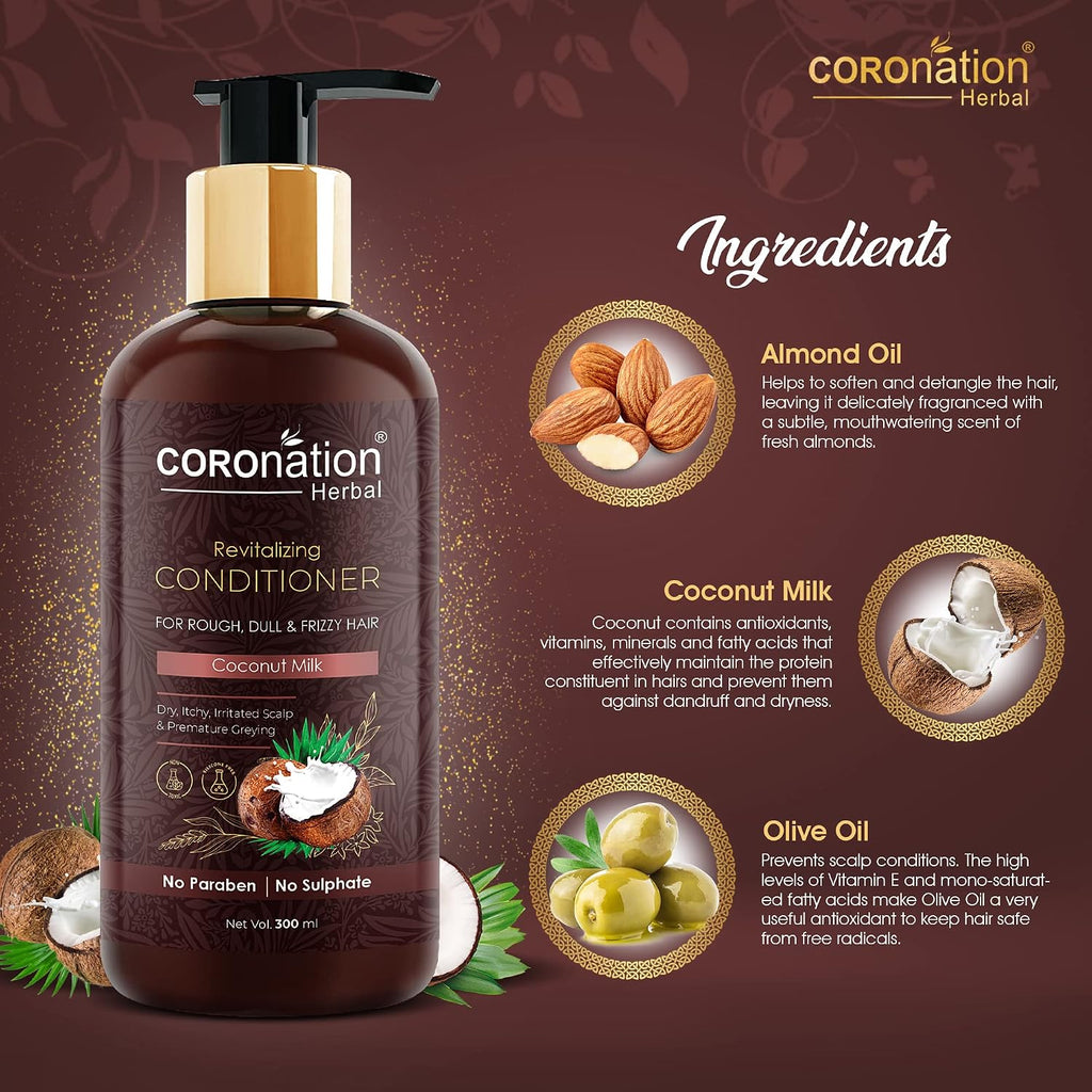 COROnation Herbal Coconut Milk Hair Conditioner | Soft, Smooth & Manageable Hair | Daily Hair Care