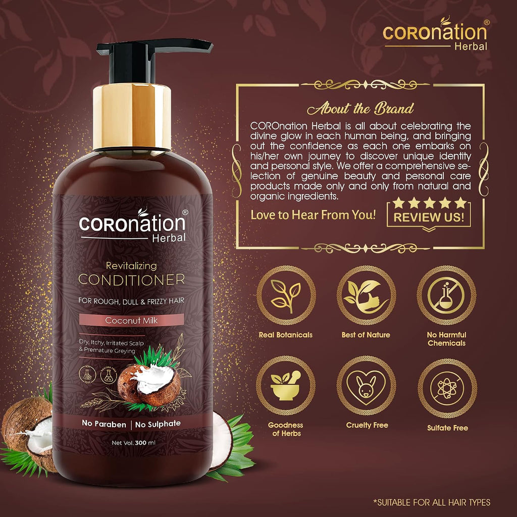 COROnation Herbal Coconut Milk Hair Conditioner | Soft, Smooth & Manageable Hair | Daily Hair Care