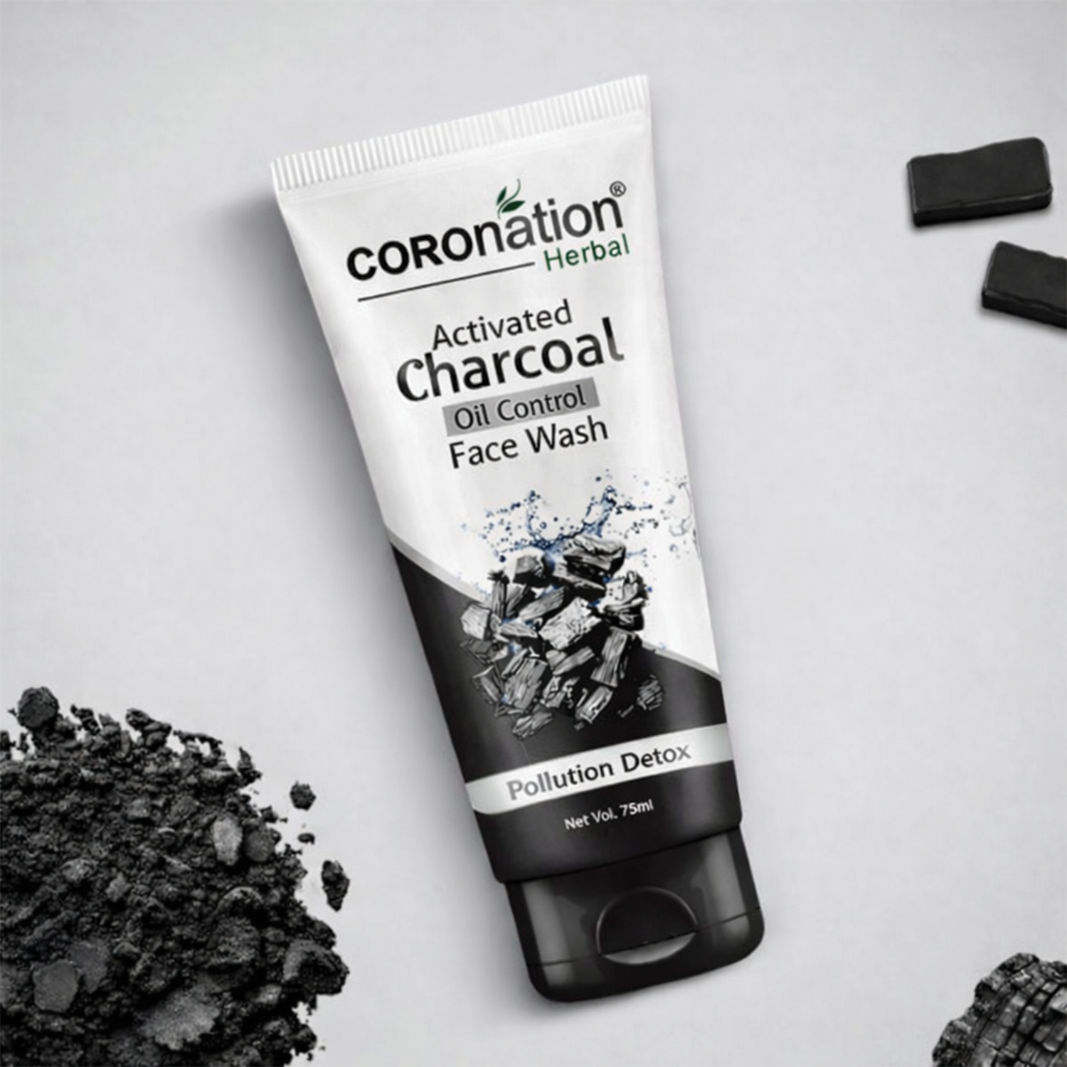 COROnation Herbal Active Charcoal Face Wash for Deep Cleansing & Oil Control – 75 g