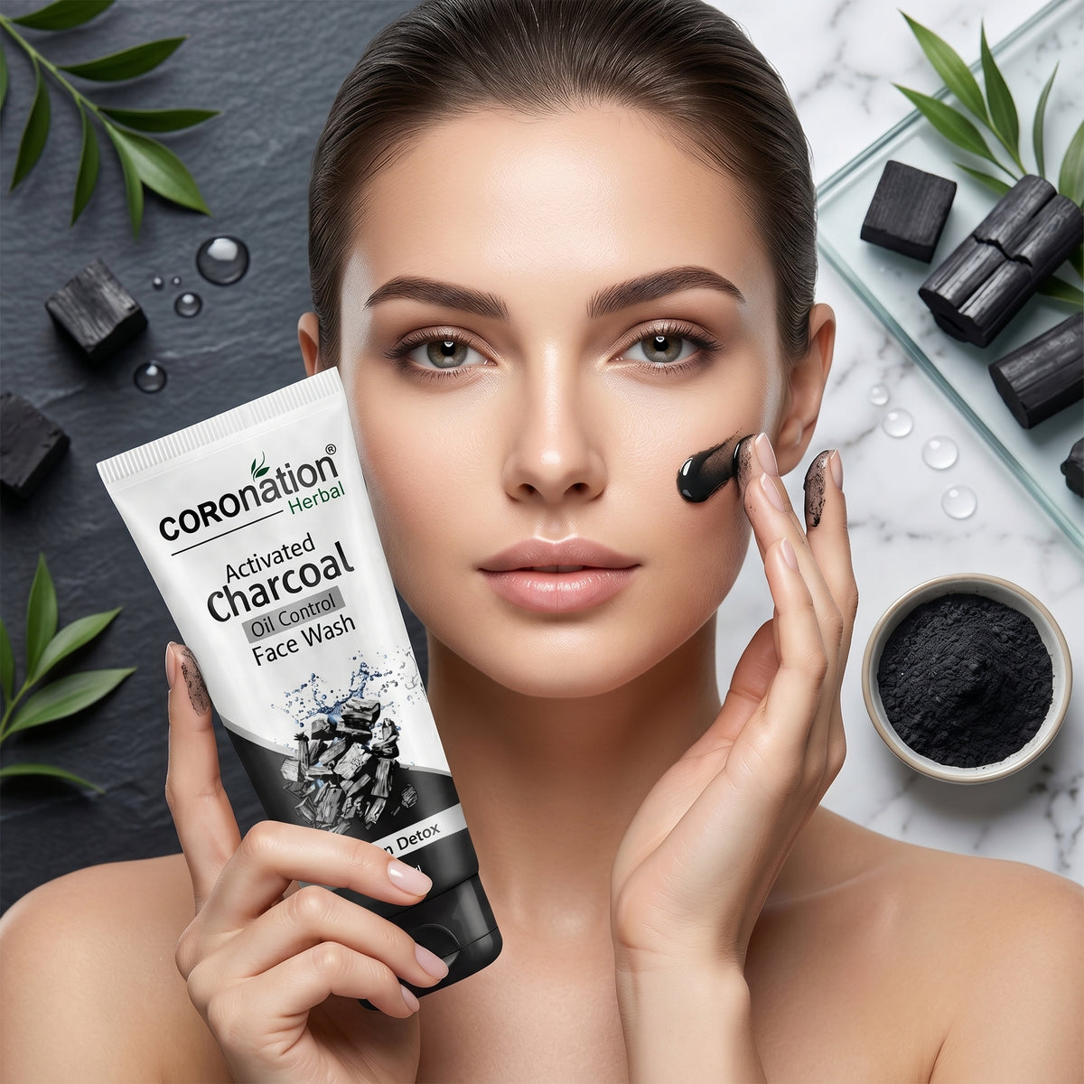 COROnation Herbal Active Charcoal Face Wash for Deep Cleansing & Oil Control – 75 g
