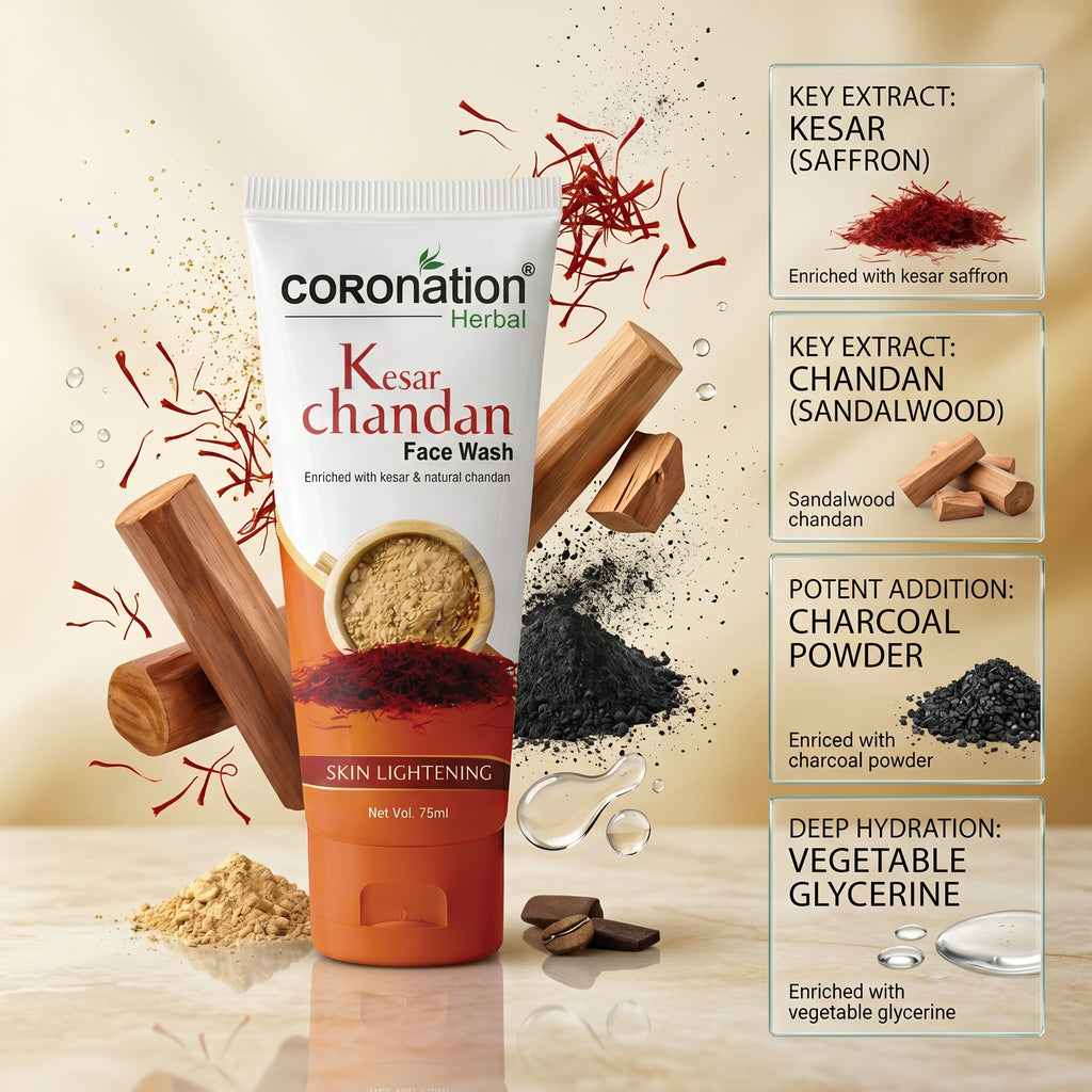 COROnation Herbal Kesar Chandan Face Wash for Deep Cleansing & Fresh-Looking Skin – 75 g