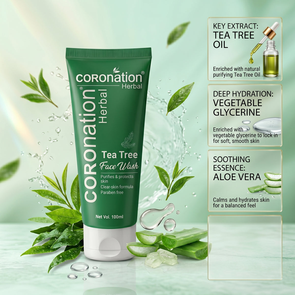 Coronation Face Wash - Tea Tree - 100gm