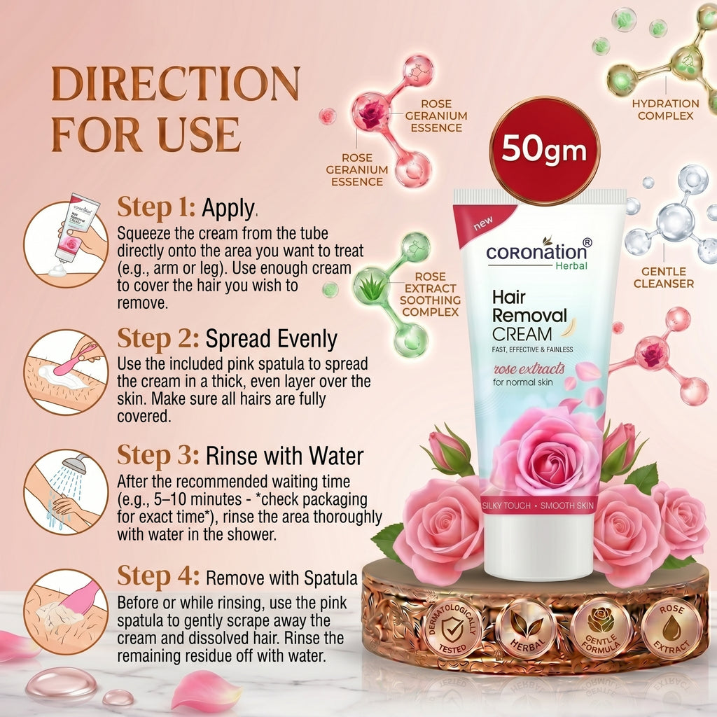 COROnation Herbal Rose Hair Removal Cream for Smooth & Soft Skin