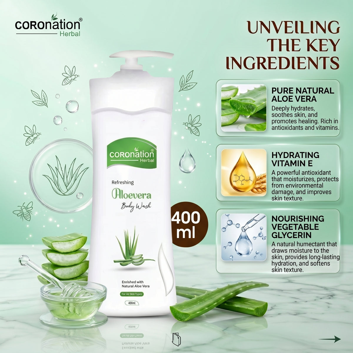 Coronation Body Wash - Aloevera - 400ml