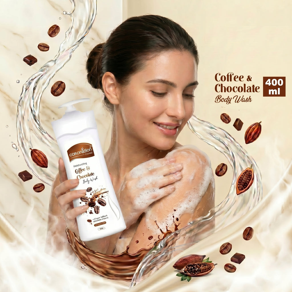 COROnation Herbal Coffee & Chocolate Body Wash, 400 ml | Refreshing Daily Body Cleanser