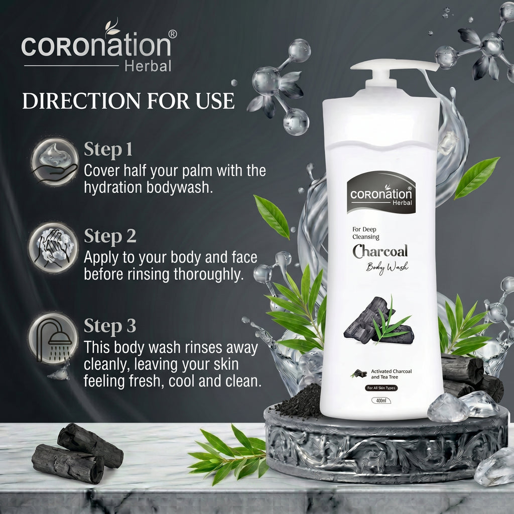 Coronation Body Wash - Active Charcoal - 400ml