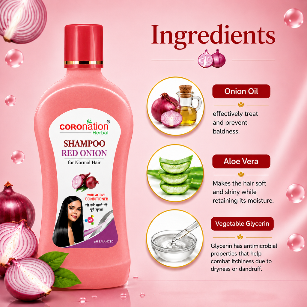 COROnation Herbal Red Onion Shampoo, 500 ml | Hair Cleansing Shampoo for Soft, Smooth & Manageable Hair
