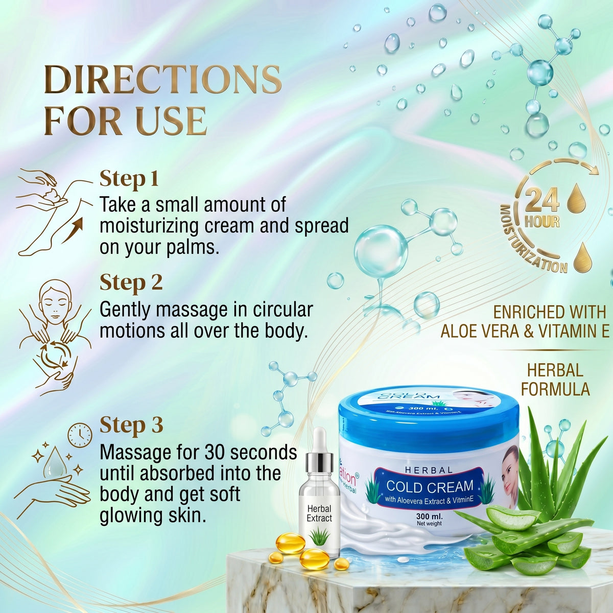 COROnation Herbal Cold Cream for Deep Moisturization & Soft, Smooth Skin – 500 ml