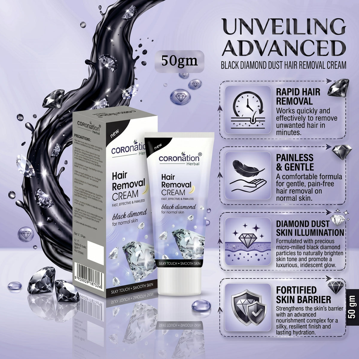COROnation Herbal Diamond Hair Removal Cream for Smooth & Hair-Free Skin