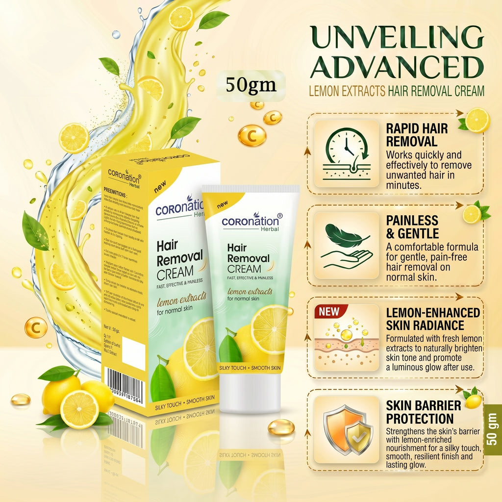 COROnation Herbal Lemon Hair Removal Cream for Smooth & Soft Skin