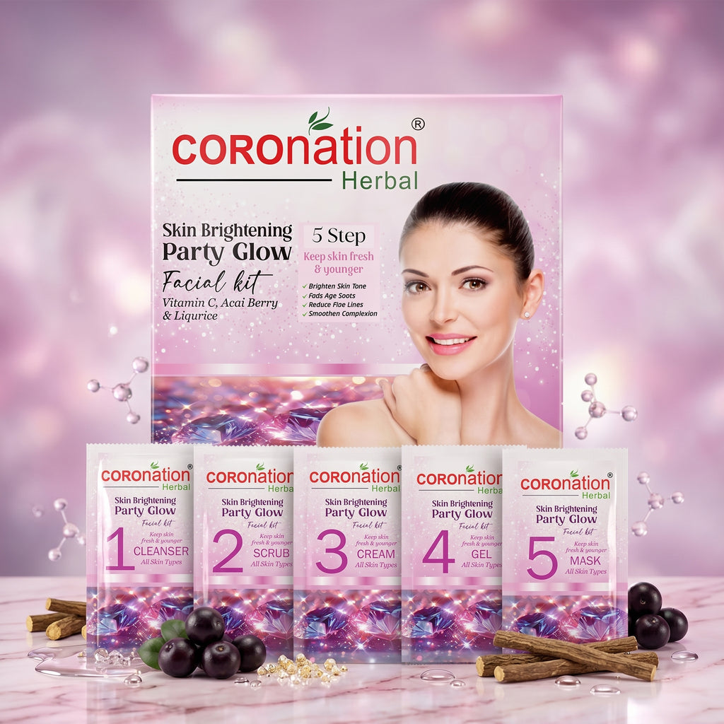 COROnation Herbal Party Glow Facial Kit for Radiant-Looking & Glowing Skin – 26 g