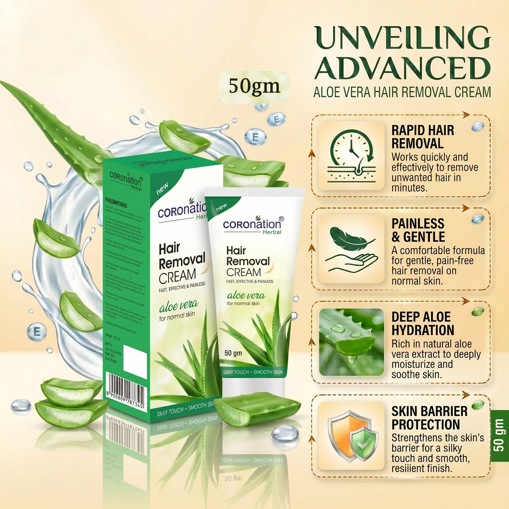 COROnation Herbal Aloe Vera Hair Removal Cream for Smooth & Soft Skin