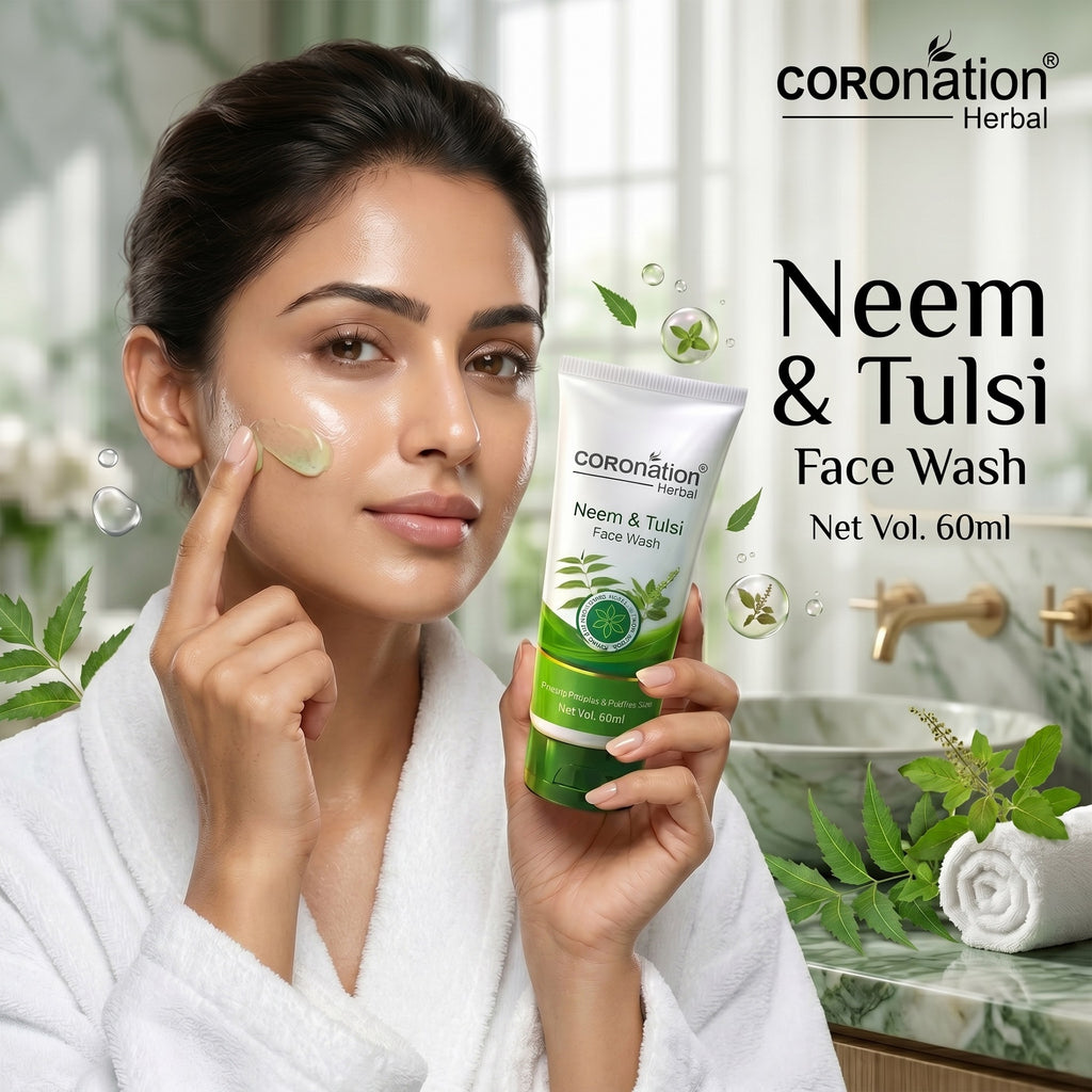 COROnation Herbal Neem Tulsi Face Wash for Deep Cleansing & Fresh-Looking Skin – 60 g